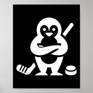 Determined Penguin Hockey Silhouette Design Poster