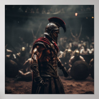 Determined Secutor Gladiator Poster - Battle-Worn