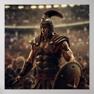Determined Secutor Gladiator Poster - Battle-Worn 