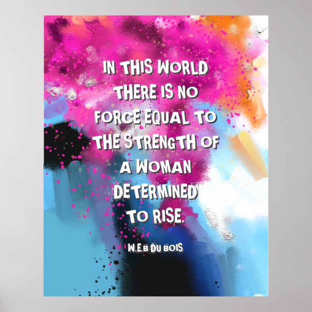 Determined Woman Inspiring Quotes Pink Black Art Poster (Front)