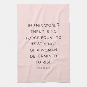 Determined Woman Inspiring Quotes Pink Black Tea Towel