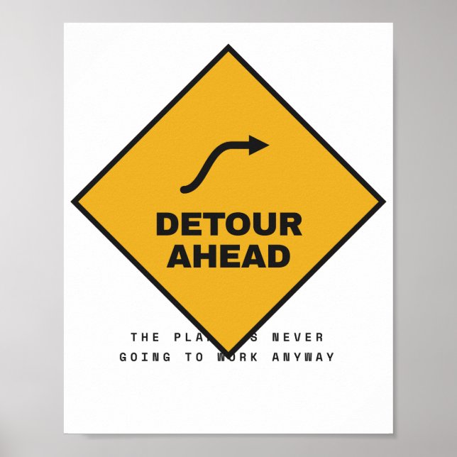 Detour Ahead Retro Road Sign Adventure Matte Poste (Front)