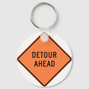Detour Construction Highway SIgn Key Ring