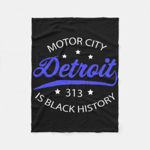 Detroit 313 Motor City Black History Month Fleece Blanket