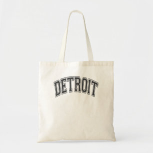 Detroit Arched Style Text Black With Black Print Tote Bag