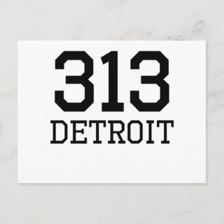 Detroit Area Code 313 Postcard
