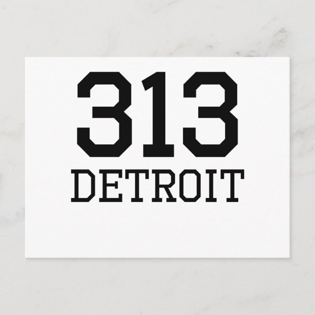 Detroit Area Code 313 Postcard (Front)