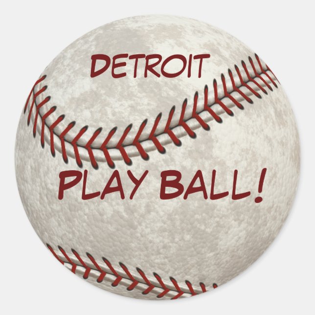 Detroit Baseball  "Play Ball!" American Past-time Classic Round Sticker (Front)