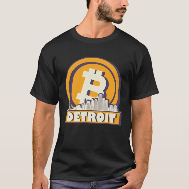 Detroit Bitcoin Maximalist  Bitcoin Detroit Skylin T-Shirt (Front)