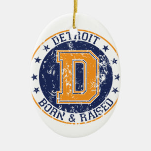 Detroit Born and Raised Ceramic Tree Decoration
