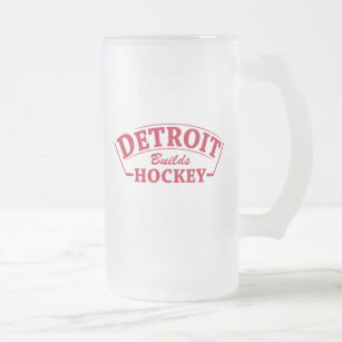 Detroit Builds Hockey Frosted Glass Mug