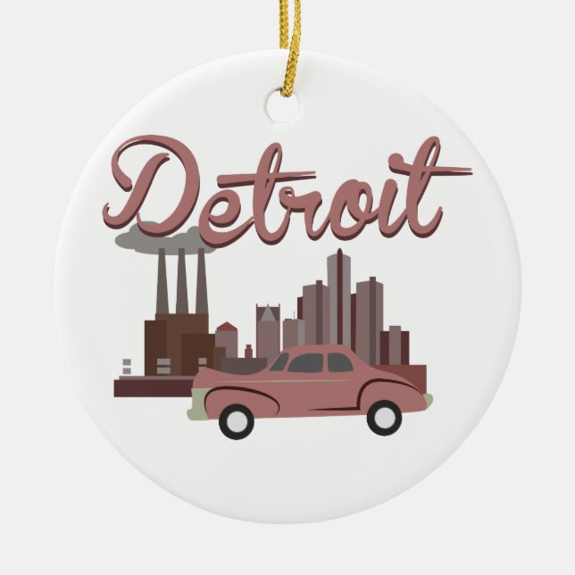 Detroit Ceramic Ornament (Front)