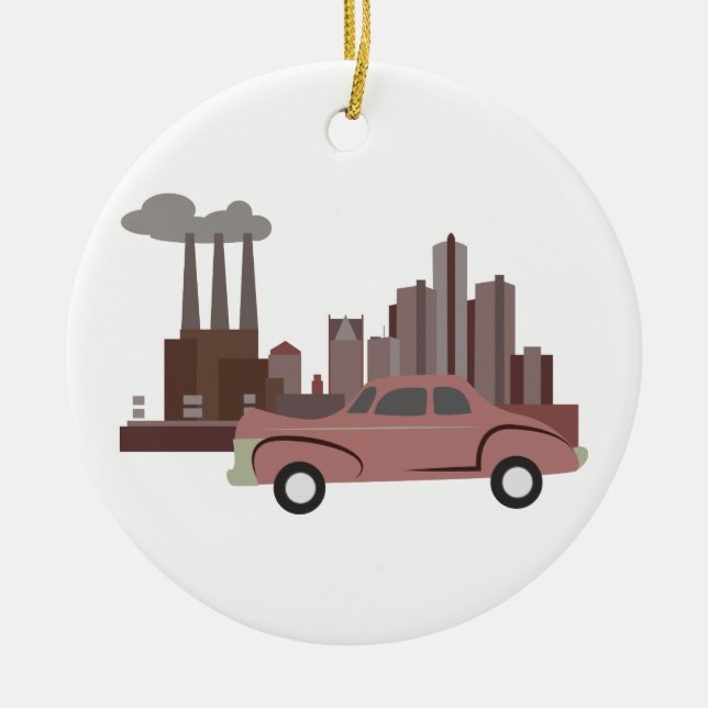 Detroit Ceramic Ornament (Front)