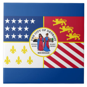 Detroit city flag ceramic tile