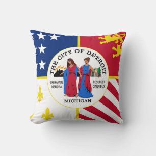 Detroit city flag USA united states america symbol Cushion