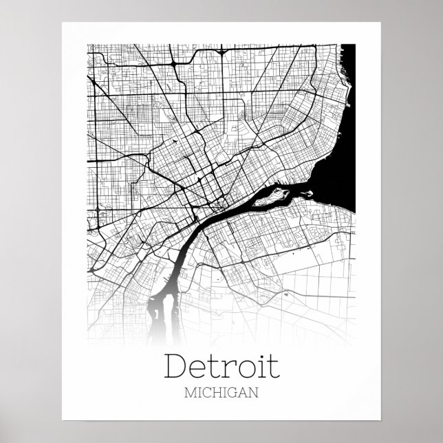 Detroit City Map Poster (Front)