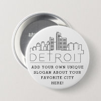 Detroit City Skyline | Custom Slogan Button