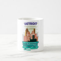 Detroit City skyline travel poster.