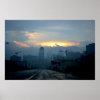Detroit Cityscape - Eerie Saturday Morning Poster