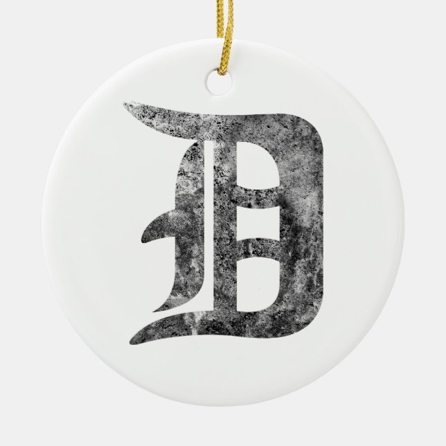 Detroit D wash Ceramic Ornament (Front)