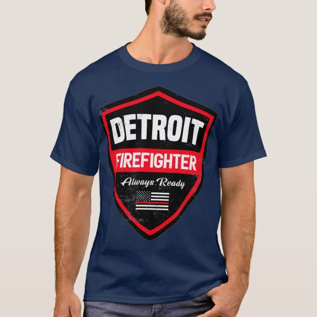 Detroit Fire  Rescue Firefighter First Responder T-Shirt (Front)
