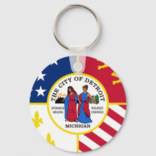 Detroit Flag Key Ring