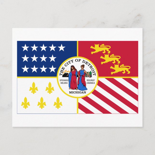 Detroit Flag Postcard (Front)