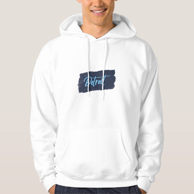 Detroit Handwritten Blue Typography  Hoodie (Front)