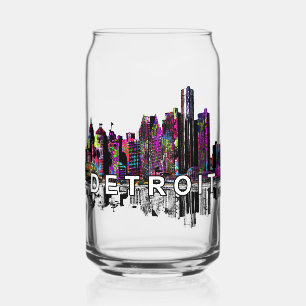 Detroit in graffiti with monogram can glass