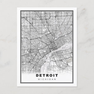 Detroit Map Postcard