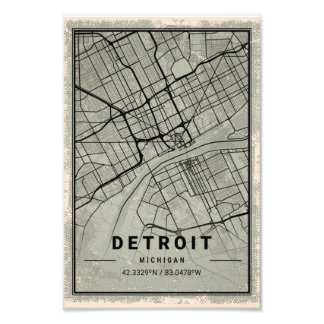 detroit map print poster canvas | michigan