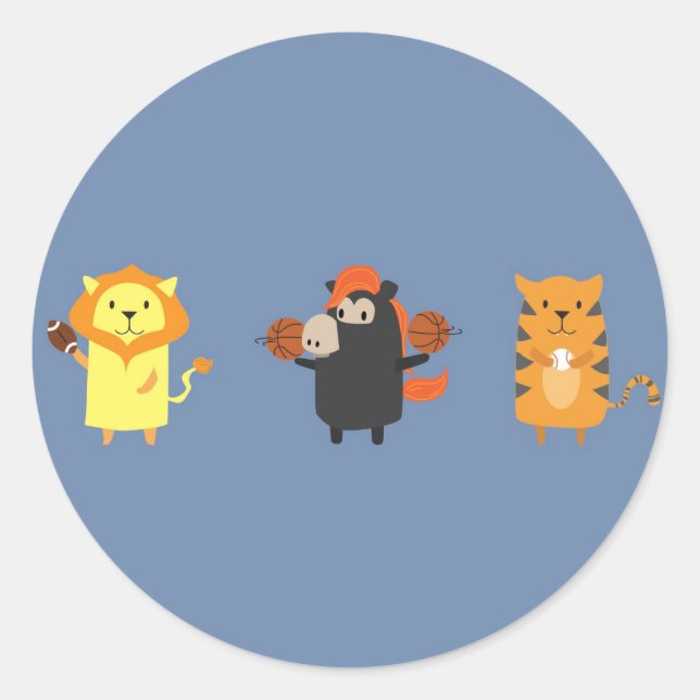 Detroit mascot animals classic round sticker (Front)