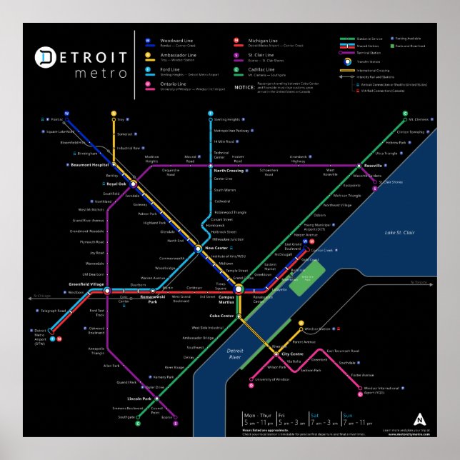 Detroit Metro Poster 32" x 32" (Dark) (Front)