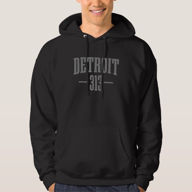 Detroit Michigan 313 Area Code Pride Retro Hoodie (Front)