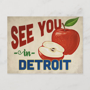 Detroit Michigan Apple - Vintage Travel Postcard
