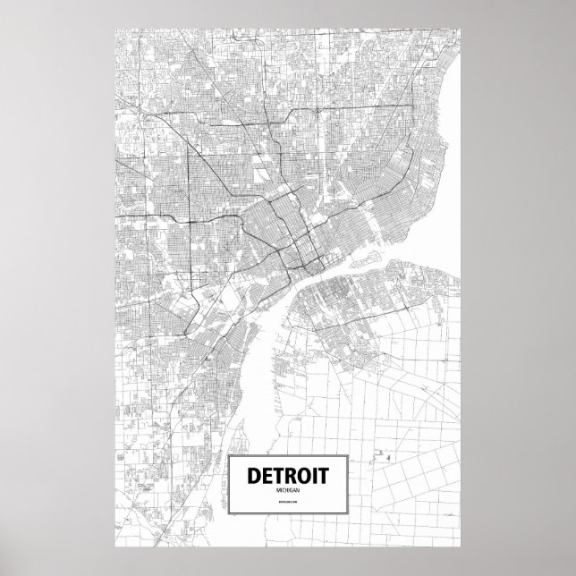 Detroit, Michigan (black on white) Poster (Front)