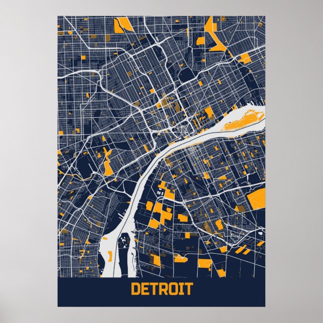 Detroit - Michigan Bluefresh City Map Poster (Front)
