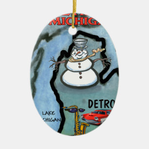 Detroit Michigan Ceramic Tree Decoration