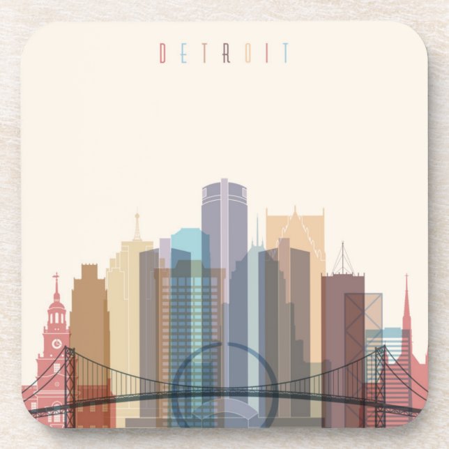 Detroit, Michigan | City Skyline Coaster (Front)