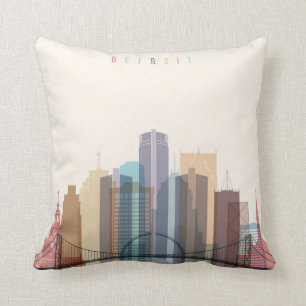 Detroit, Michigan City Skyline Cushion