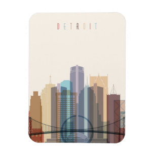 Detroit, Michigan   City Skyline Magnet
