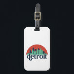 Detroit Michigan City Skyline Retro Cityscape Art Luggage Tag<br><div class="desc">Vintage and retro city design with beautiful skyline, tourist attraction and cityscape art. Cool skyscraper and building silhouette illustration merchandise for tourist and traveller. Perfect as souvenir to bring back home when travelling. Save the memory of your travel and vacation with family and friends. Background colour can be customised to...</div>