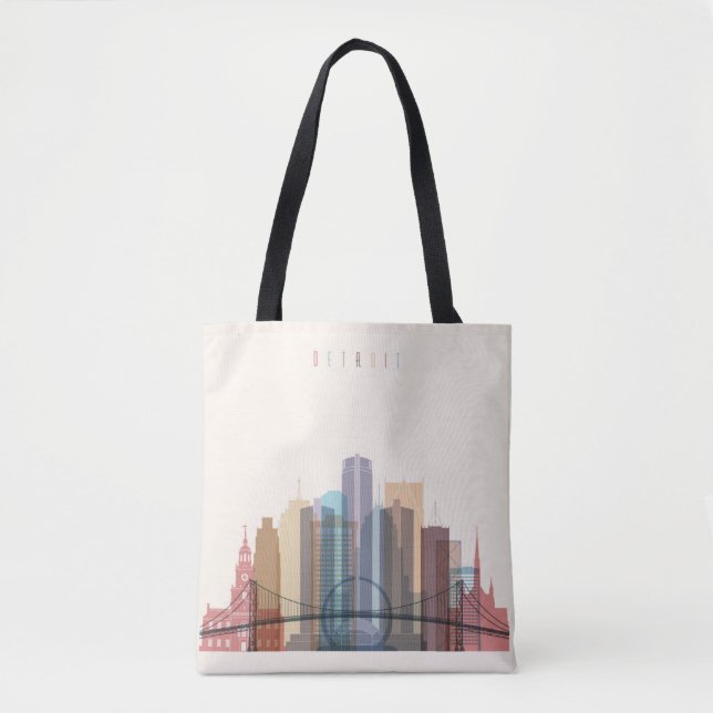 Detroit, Michigan | City Skyline Tote Bag (Front)
