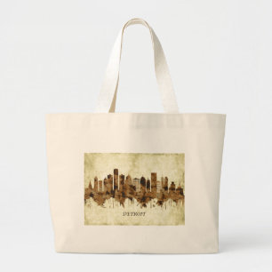 Detroit Michigan Cityscape Large Tote Bag