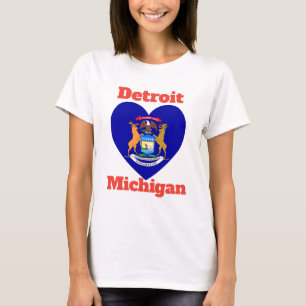 Detroit Michigan Heart Flag  T-Shirt