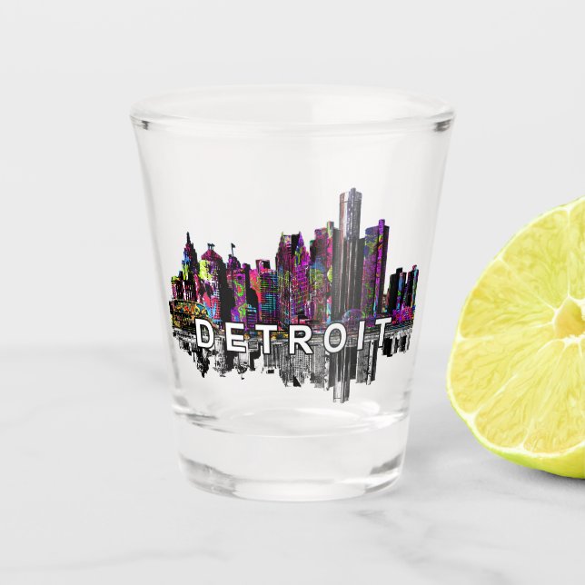 Detroit, Michigan in graffiti  Shot Glass (Front)