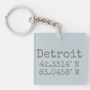 Detroit Michigan Latitude Longitude  Key Ring