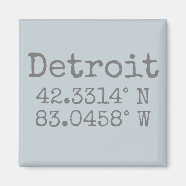 Detroit Michigan Latitude Longitude  Keychain Magnet (Front)