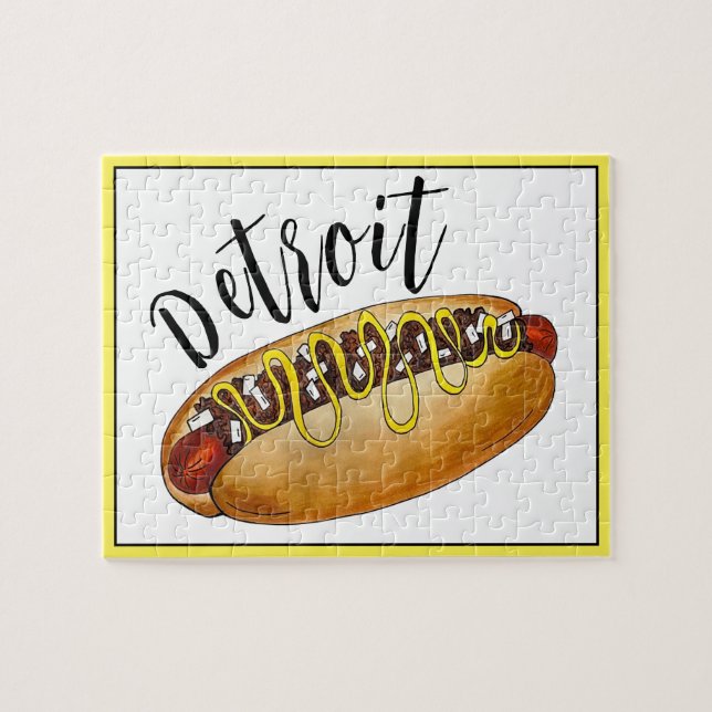 Detroit Michigan MI Coney Island Hot Dog Hotdog Jigsaw Puzzle (Horizontal)