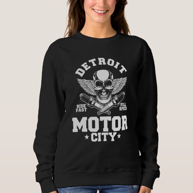 Detroit Michigan Motor City Spark Plug Wings Ride  Sweatshirt (Front)